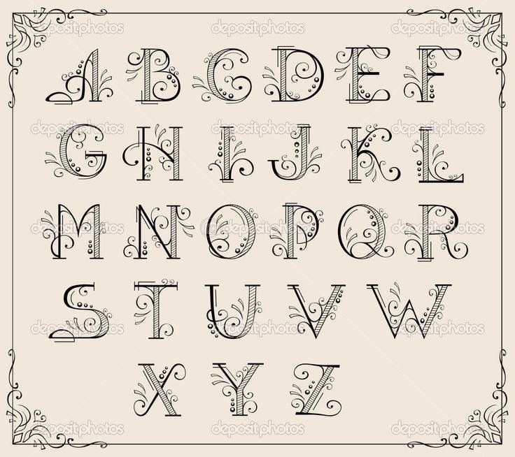 Calligraphy Alphabet Letters Clip Art