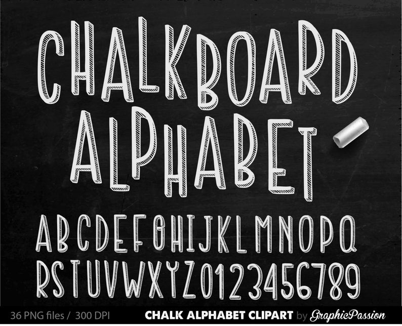 Digital chalk clip art. Alphabet clipart chalkboard