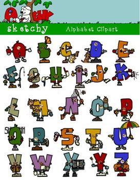 People by a sketchy. Alphabet clipart clip art