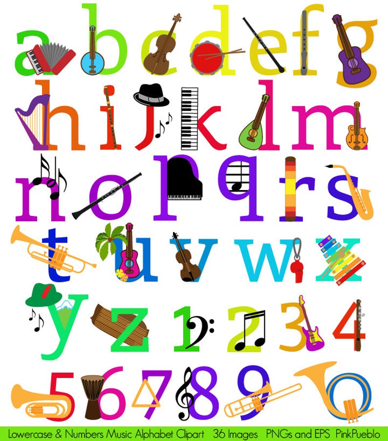 Alphabet clipart clip art. Music musical instruments letters