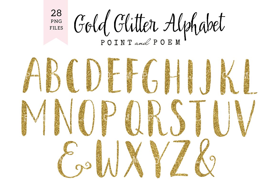 alphabet clipart gold glitter