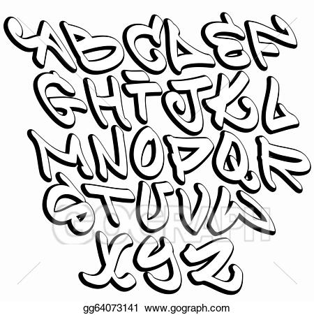 Vector font alphabet letters. Graffiti clipart letter