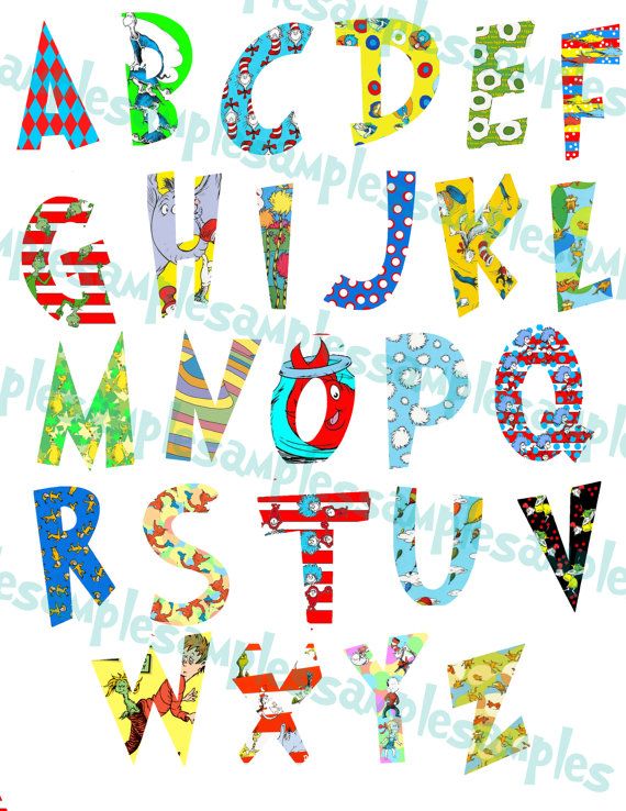 Dr seuss font letters. Alphabet clipart printable