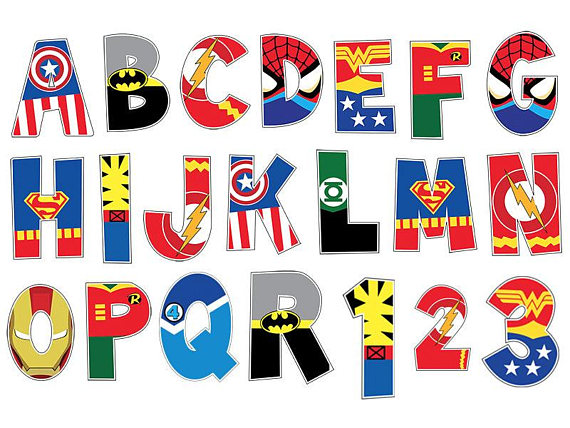 alphabet clipart superhero