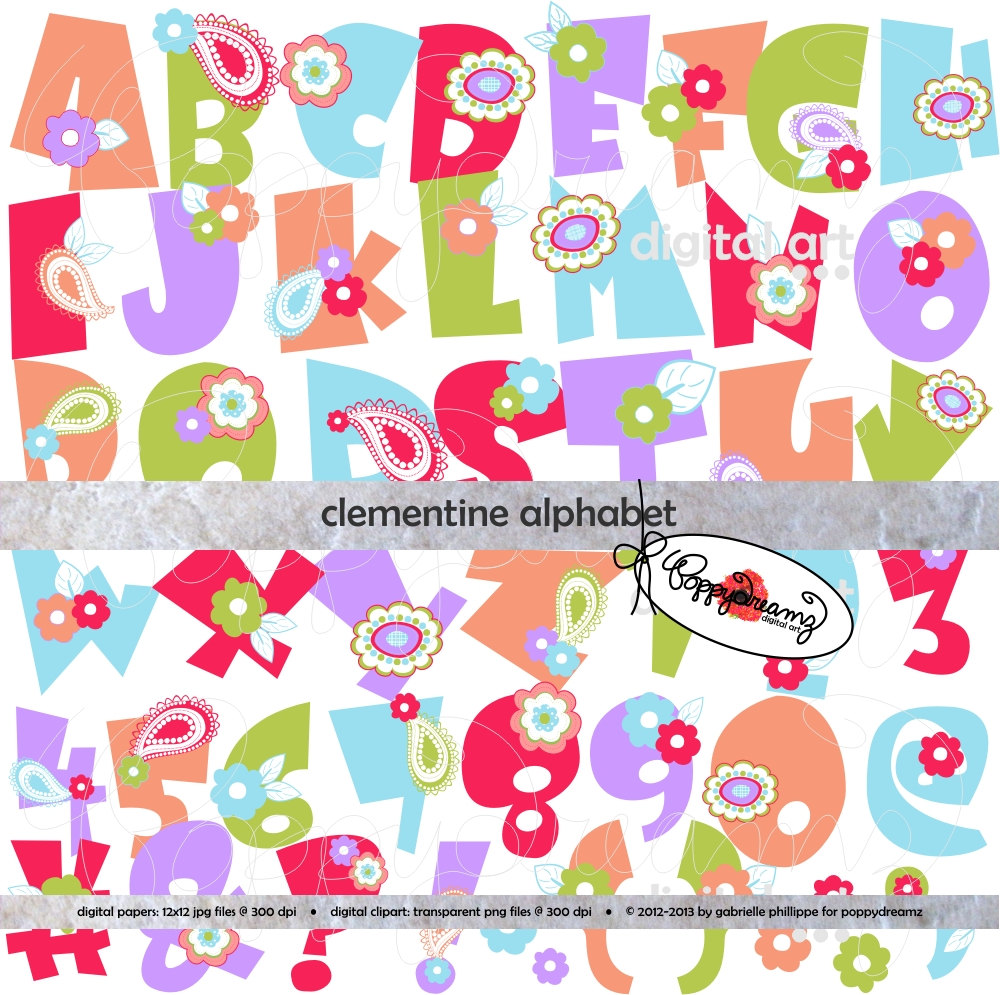Alphabet clipart transparent. Clementine clip art pack