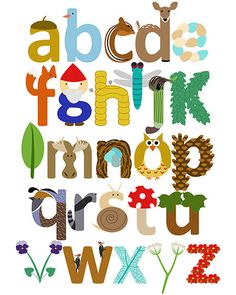 Art print abc x. Woodland clipart alphabet