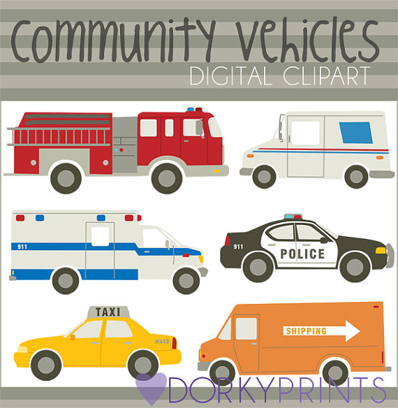 Emergency vehicles set personal. Firetruck clipart police car