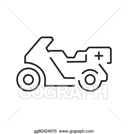 Vector stock line icon. Ambulance clipart motorcycle