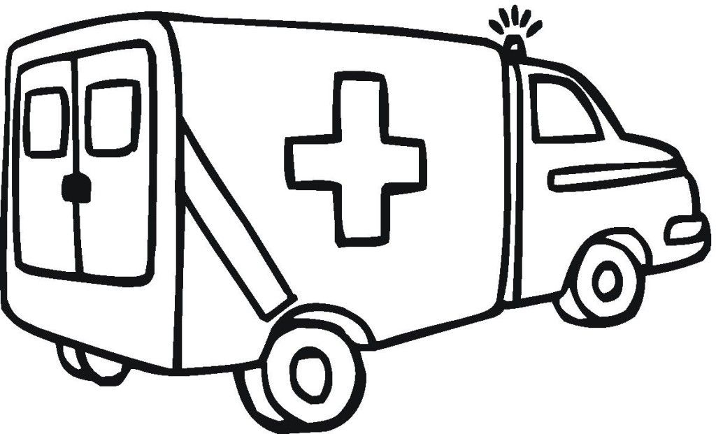 Ambulance clipart outline. Black and white free