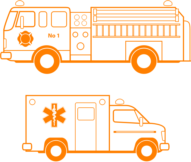 Fire and ems vehicles. Firetruck clipart silhouette