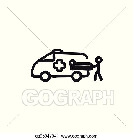 Ambulance clipart sketch. Vector art man with