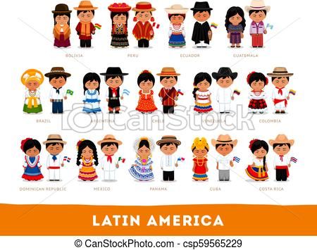 America clipart vector. Latin americans in national