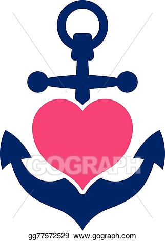 Vector art blue marine. Clipart anchor love