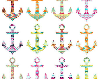 Anchor clipart watercolor. Anchors nautical party clip