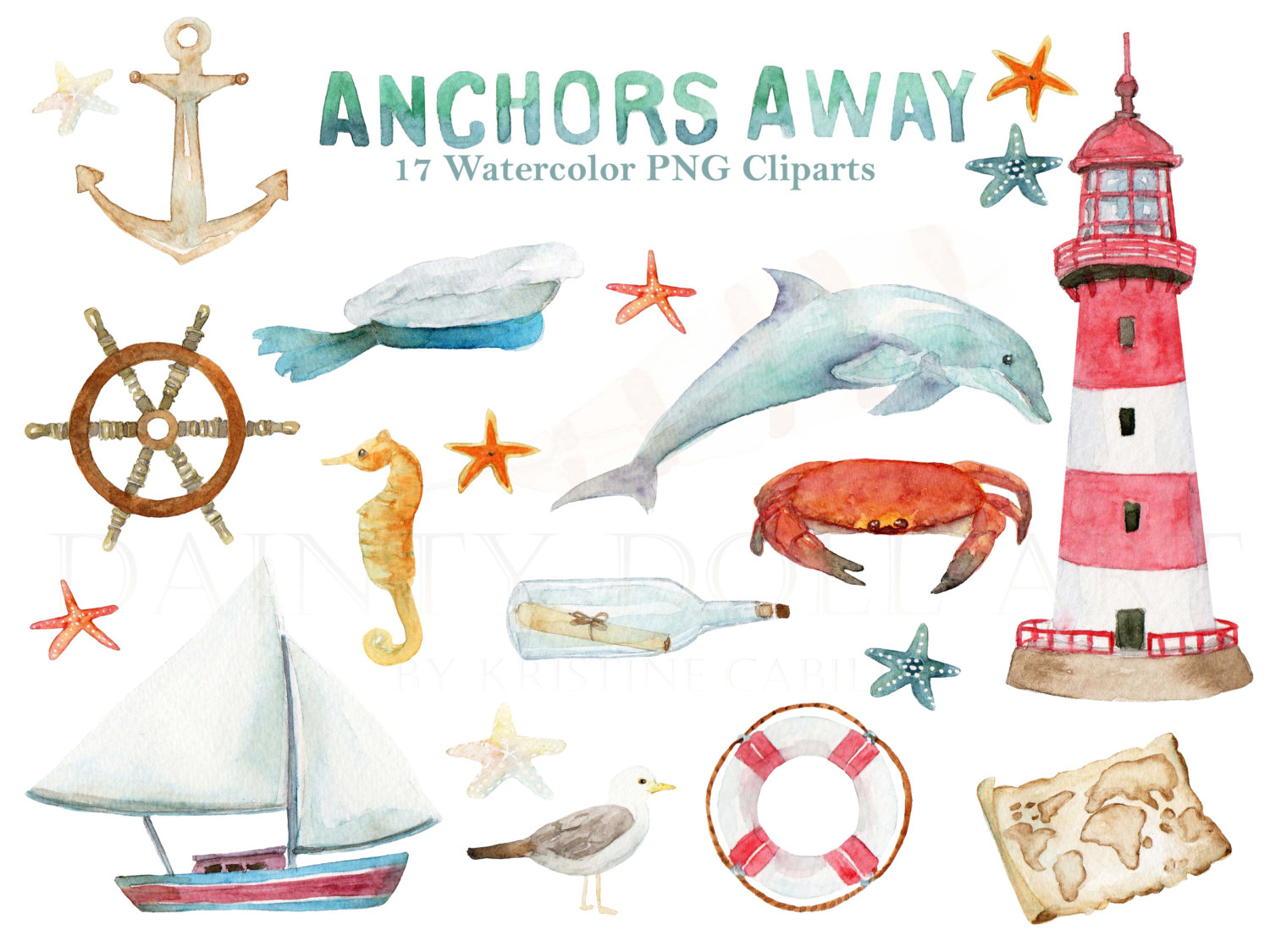 Anchor clipart watercolor. Nautical travel vacation summer