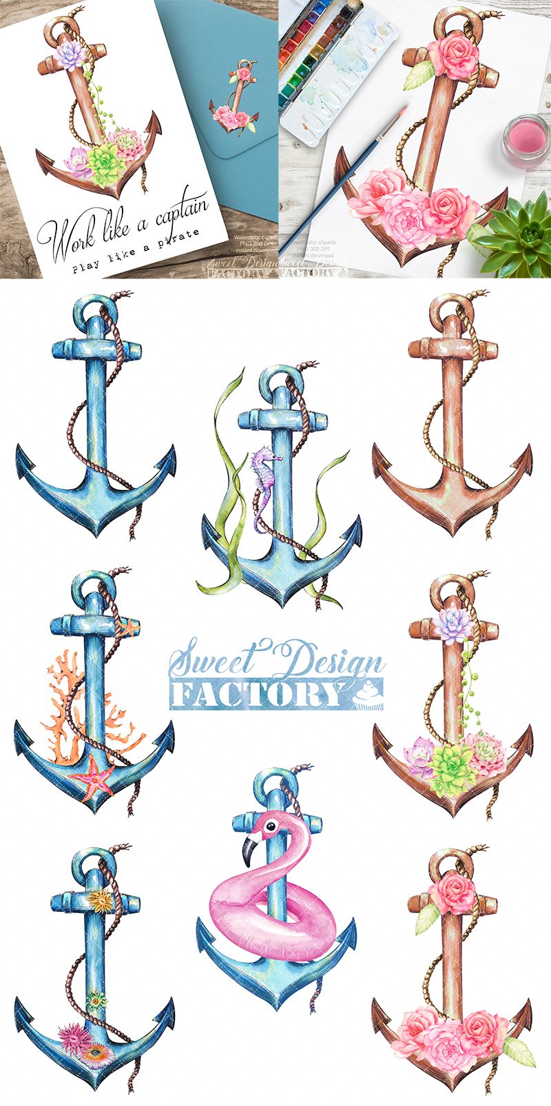 clipart anchor watercolor