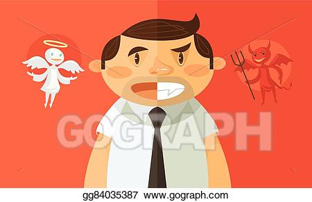 Vector with evil and. Angel clipart businessman