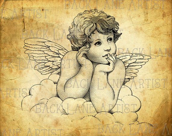 angel clipart line art