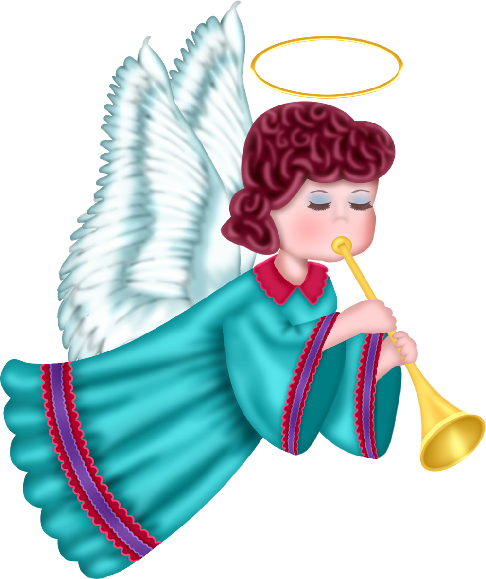 Cute with blue robe. Clipart angel happy birthday