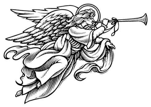 angels clipart black and white