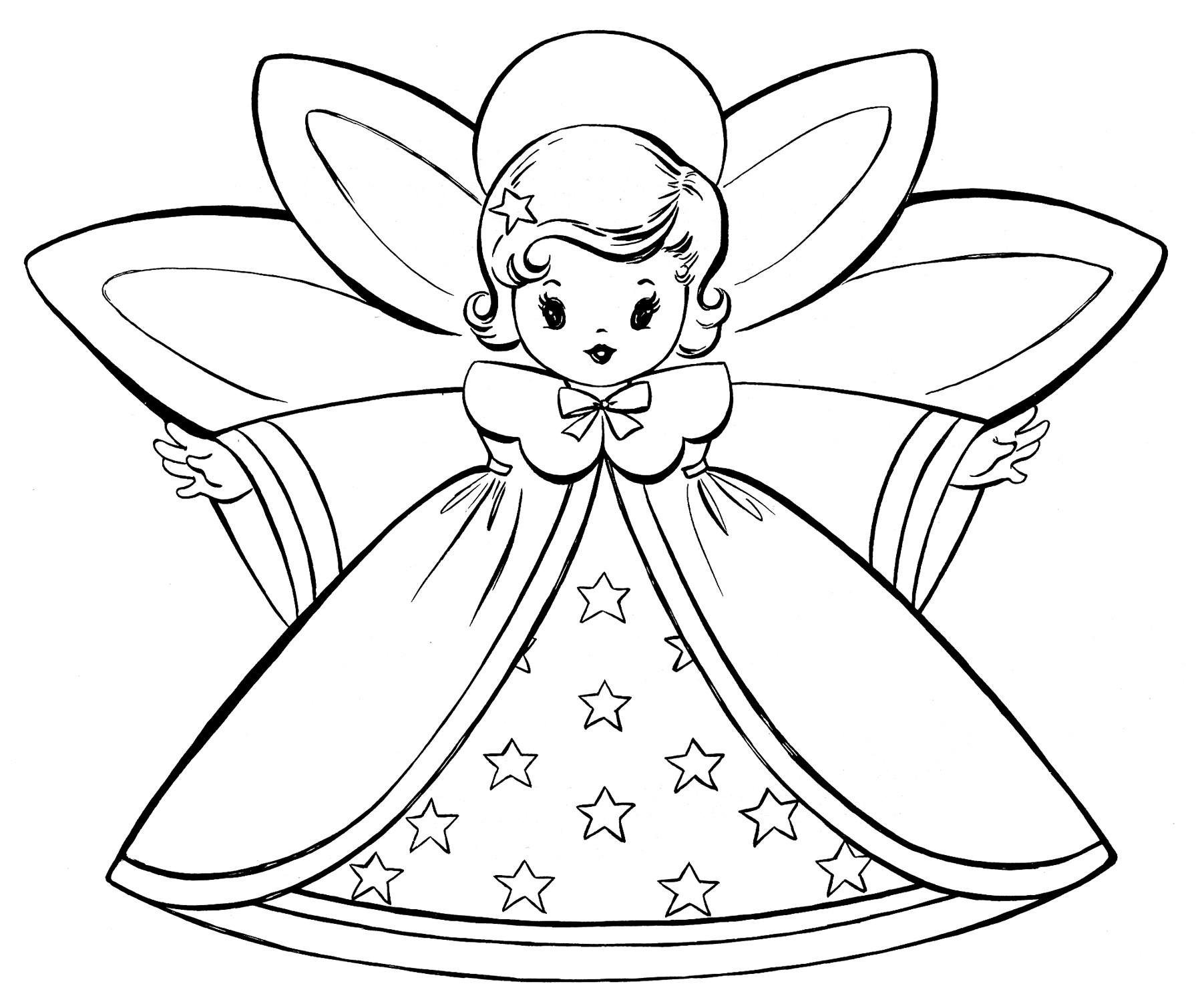 angels clipart coloring page