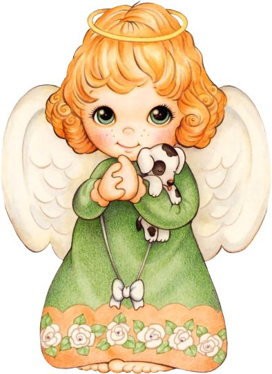 Angel with puppy picture. Angels clipart cute
