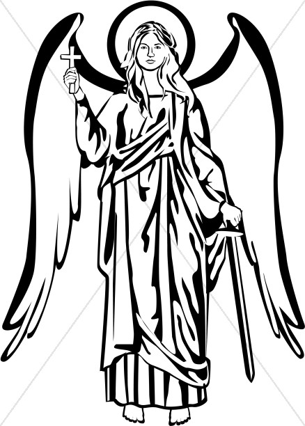 clipart angel black and white