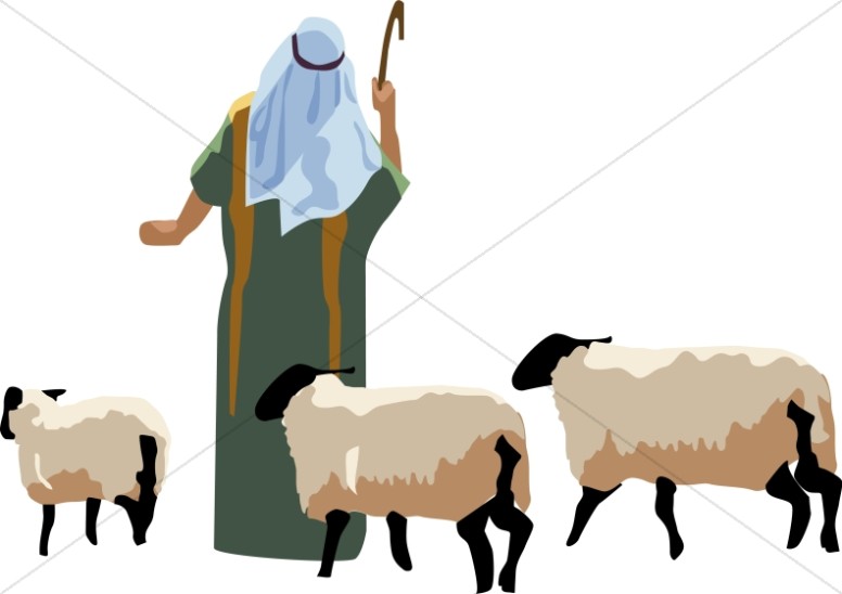 Angel tells shepherd of. Nativity clipart many sheep