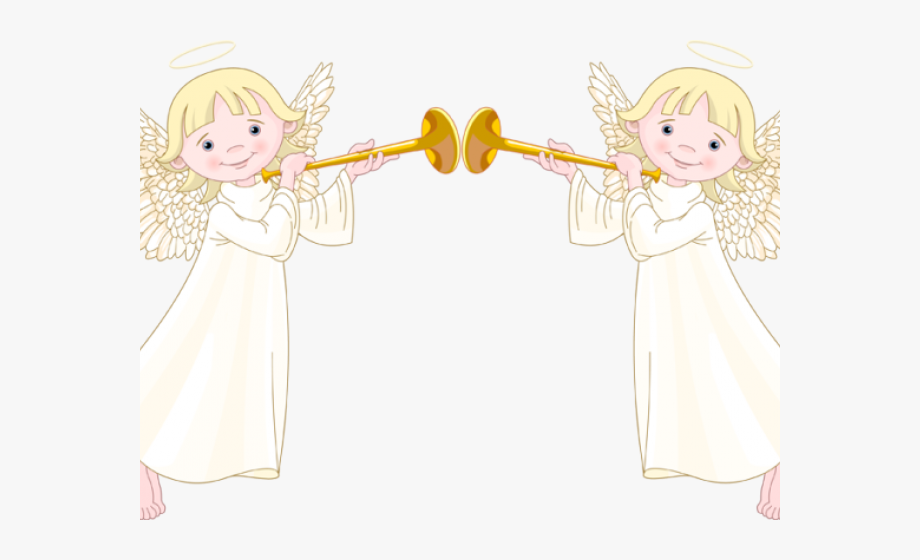 With trumpet cliparts . Angels clipart two