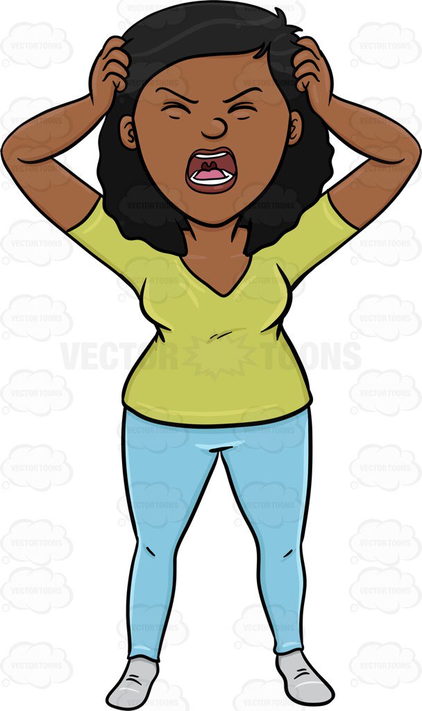 Anger clipart frustrated person. A black woman getting