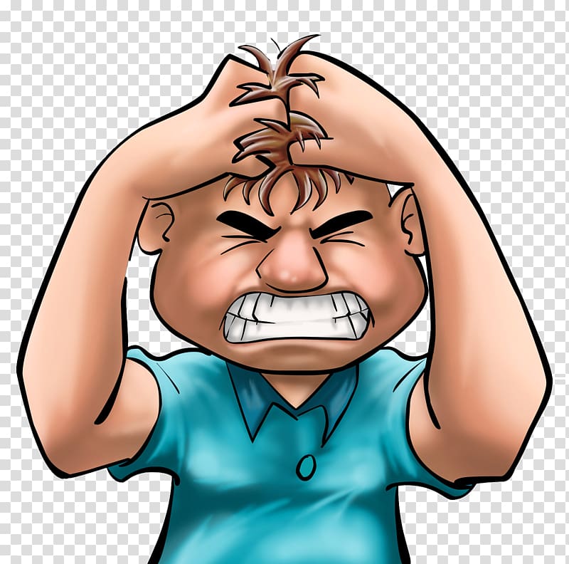 Man holding his head. Anger clipart frustrated person