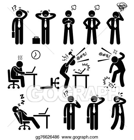 Vector art businessman stress. Frustrated clipart fed up