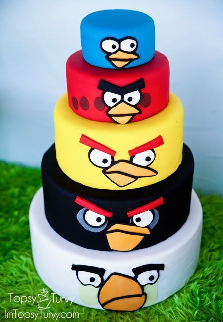 Birds birthday party. Angry clipart cake
