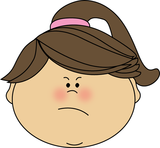 Mad clipart brown hair. Angry face girl clip