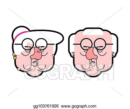 Eps vector and grandmother. Angry clipart grandfather