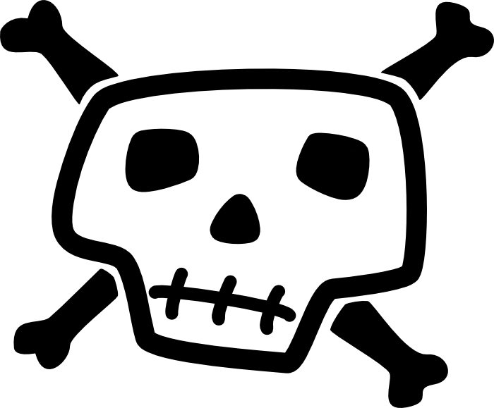 Friendly clipart skull. And crossbone scribbled