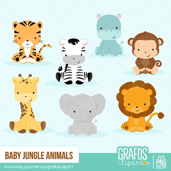 Letters jungle animals digital. Animal clipart baby shower