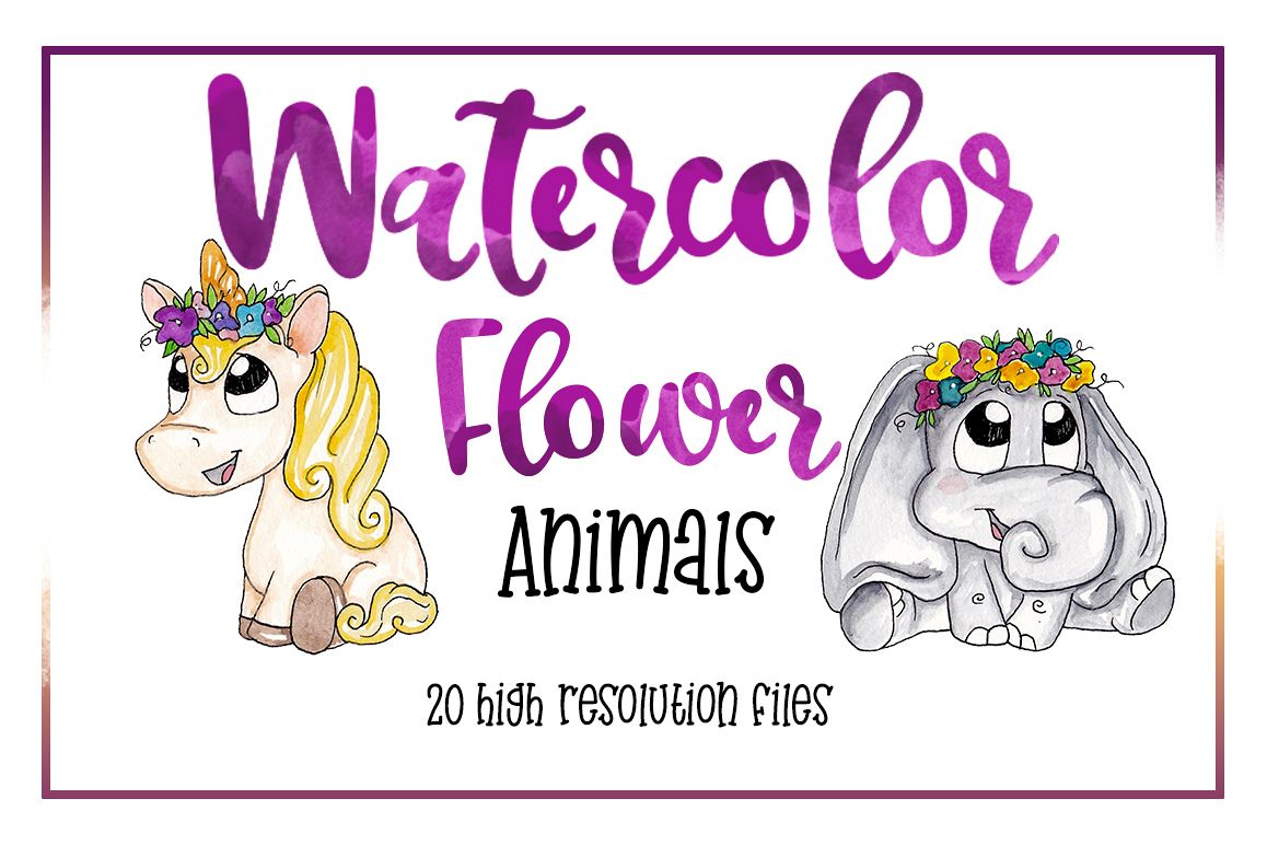 Animal watercolor design bundles. Boho clipart unicorn