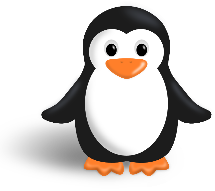 Pencil and in color. Animal clipart penguin