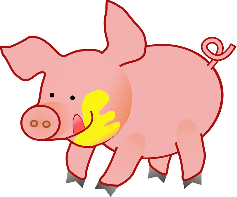Animal clip art cartoon. Clipart pig meal