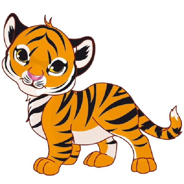 Tiger cubs cartoon animal. Dictionary clipart cute