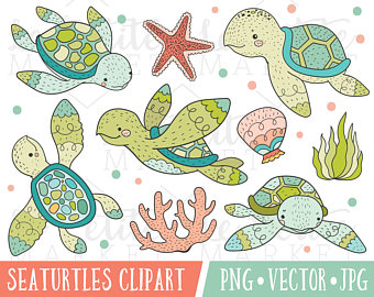 Animal clipart turtle. Pink gold sea set