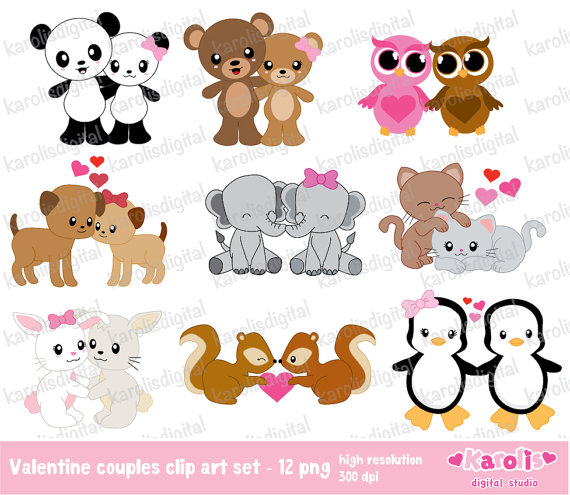 animal clipart valentines