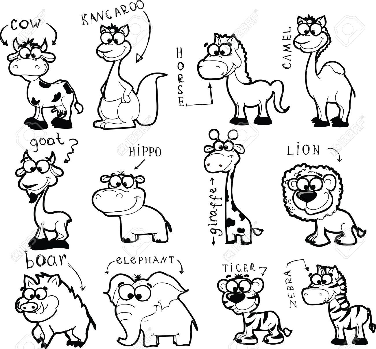 animals clipart black and white