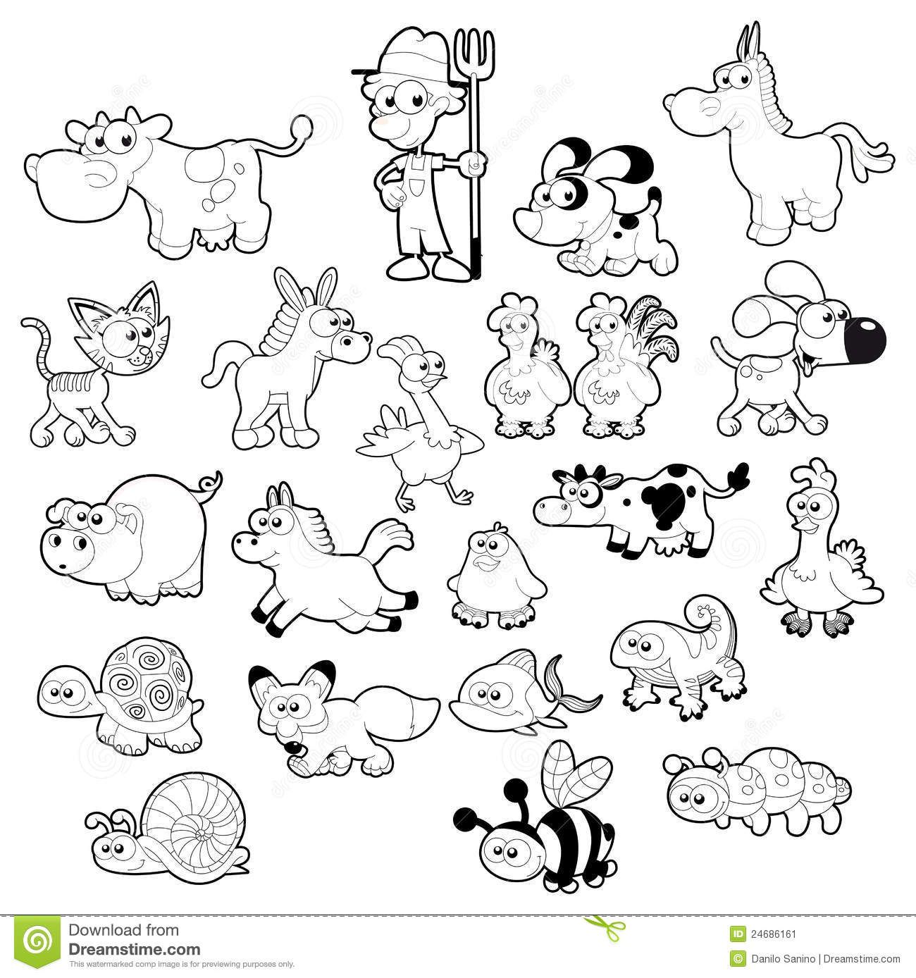 animal clipart black and white