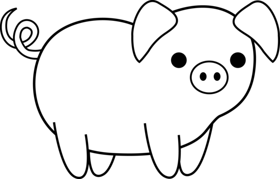clipart pig black and white