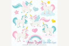 More unicorns rainbow and. Animals clipart unicorn