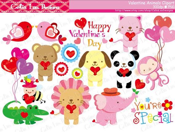 animals clipart valentines