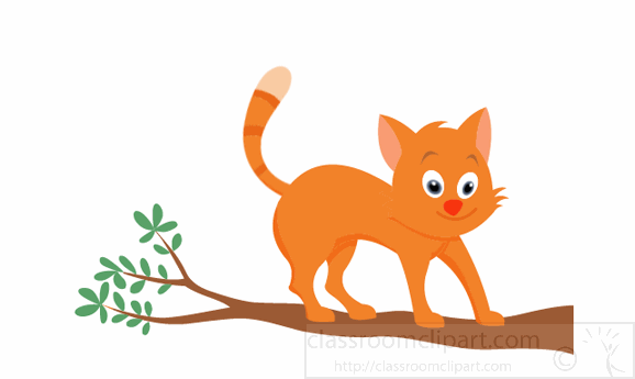 Animals gifs on tree. Cat clipart animated gif