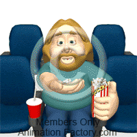Animated clipart popcorn. Man eating in movie